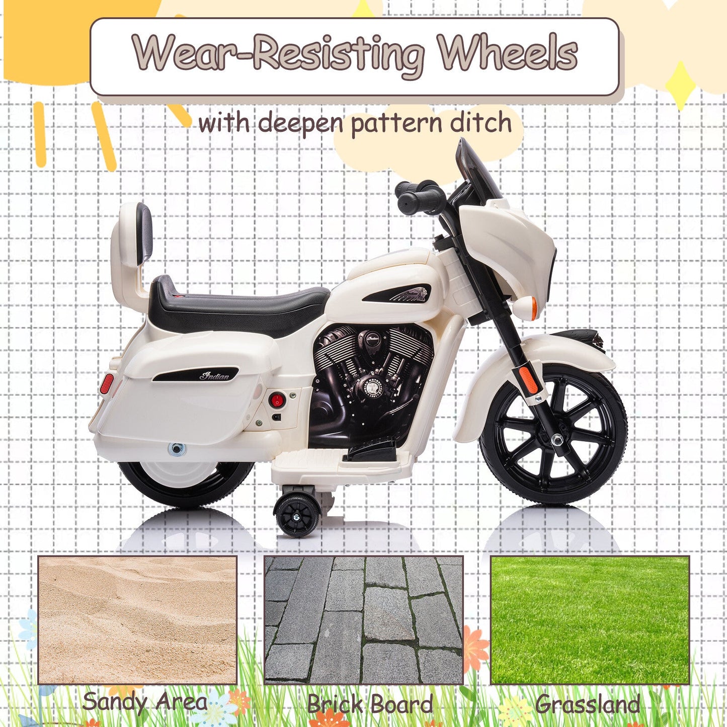 6V Electric Kids Ride-On Dirt Bike with USB AUX Music and Headlight