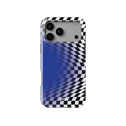 Blue Illusion | Blue Checkered Optical Illusion iPhone Case