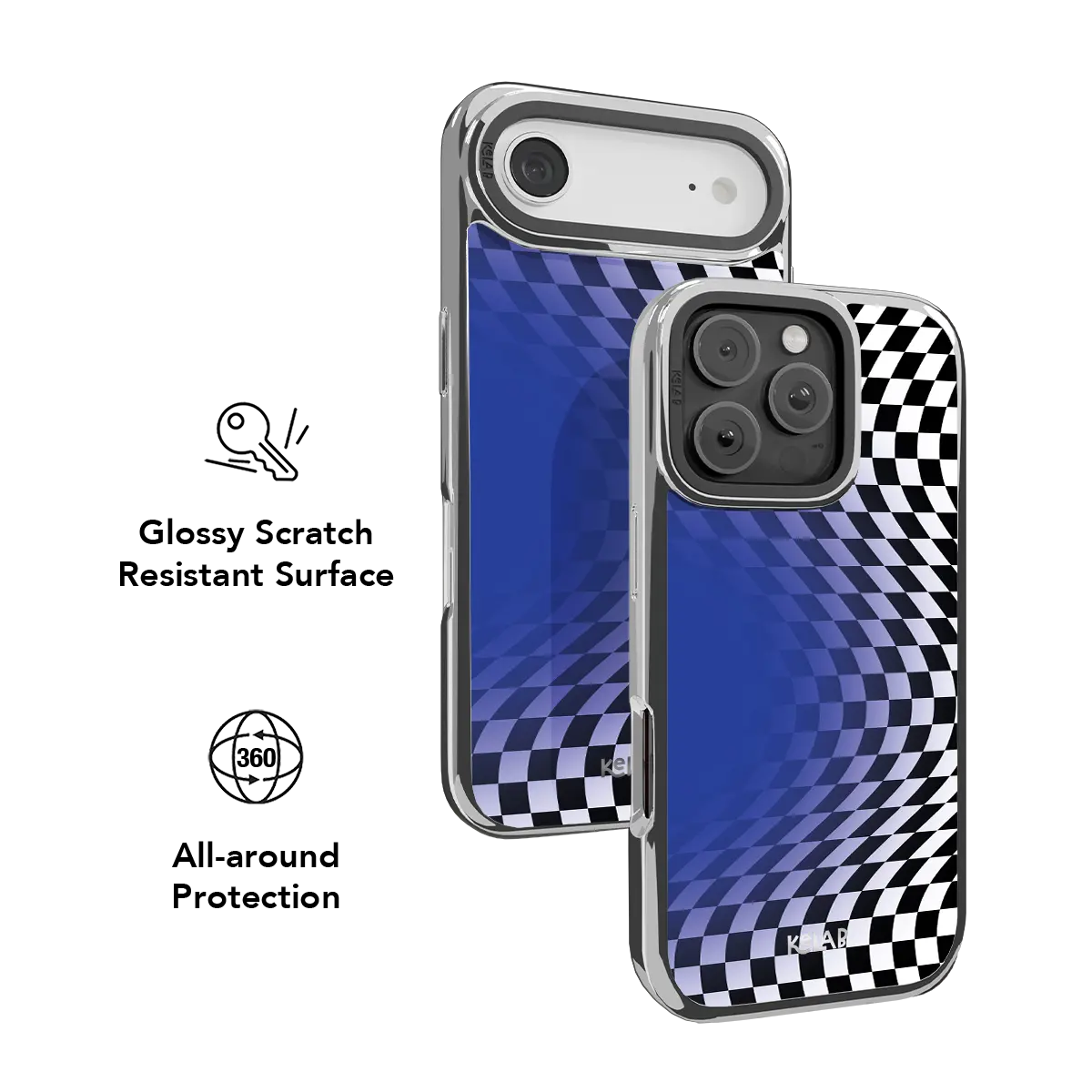 Blue Illusion | Blue Checkered Optical Illusion iPhone Case