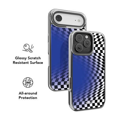 Blue Illusion | Blue Checkered Optical Illusion iPhone Case