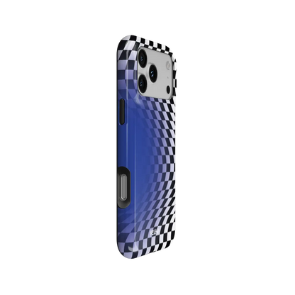 Blue Illusion | Blue Checkered Optical Illusion iPhone Case