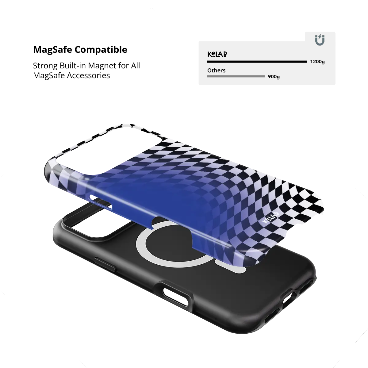 Blue Illusion | Blue Checkered Optical Illusion iPhone Case