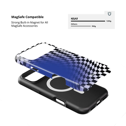 Blue Illusion | Blue Checkered Optical Illusion iPhone Case