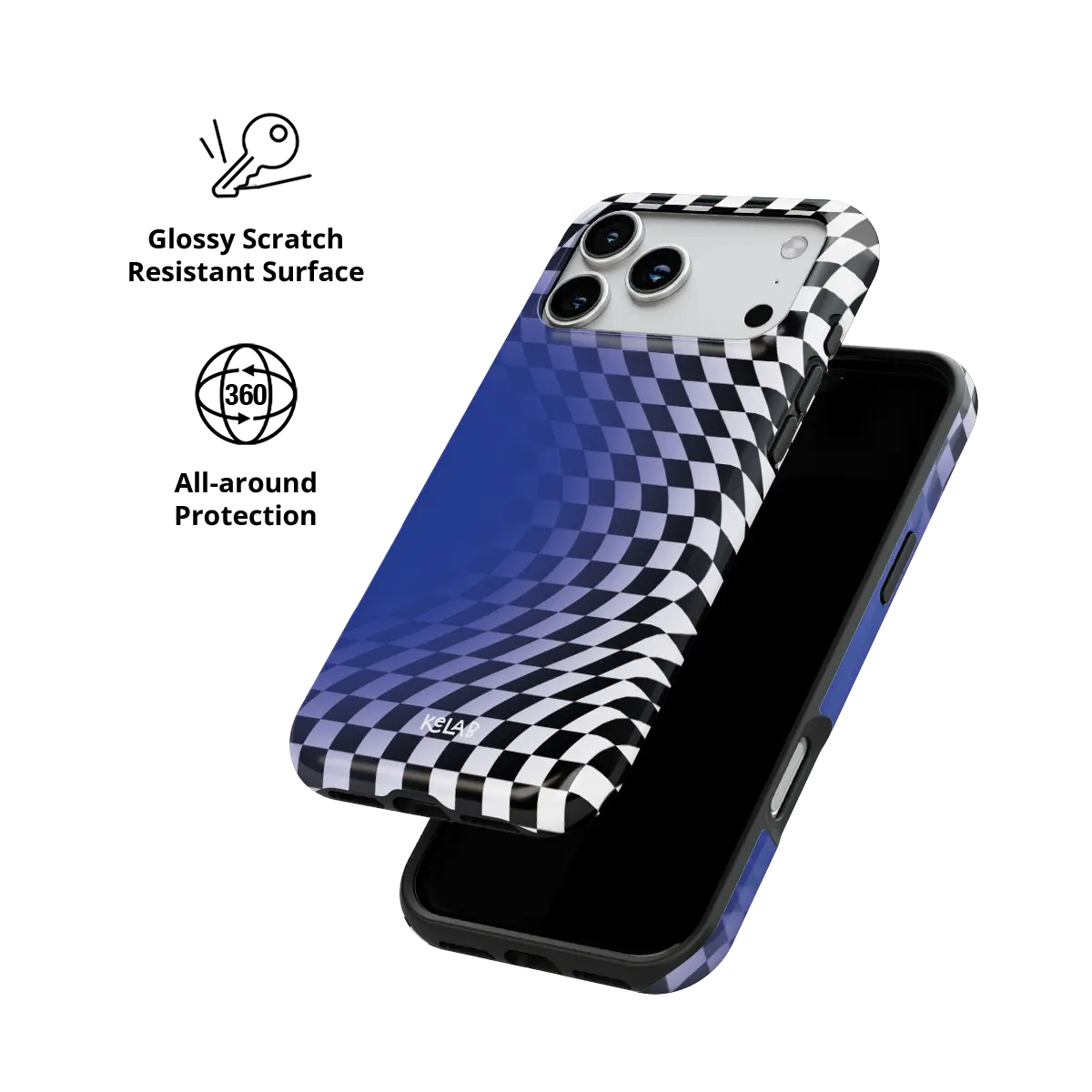 Blue Illusion | Blue Checkered Optical Illusion iPhone Case