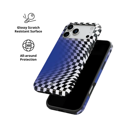 Blue Illusion | Blue Checkered Optical Illusion iPhone Case