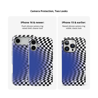 Blue Illusion | Blue Checkered Optical Illusion iPhone Case