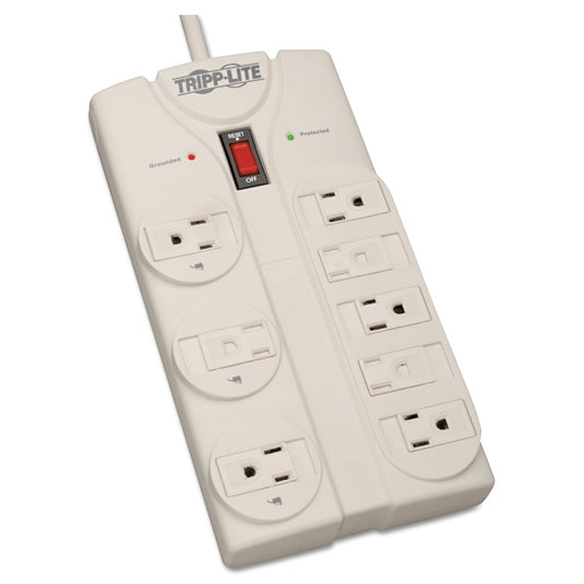 Tripp Lite Protect It! Surge Protector, 8 AC Outlets, 8 ft Cord, 1,440 J, Light Gray