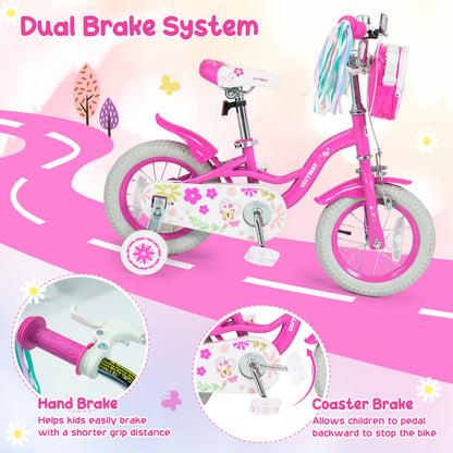 Girls Bike 12-18 Inch with Training Wheels and Front Bag