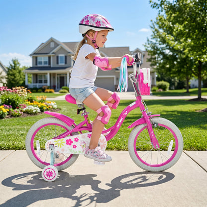 Girls Bike 12-18 Inch with Training Wheels and Front Bag