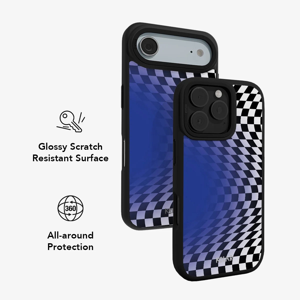 Blue Illusion | Blue Checkered Optical Illusion iPhone Case