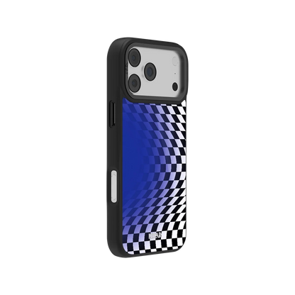 Blue Illusion | Blue Checkered Optical Illusion iPhone Case