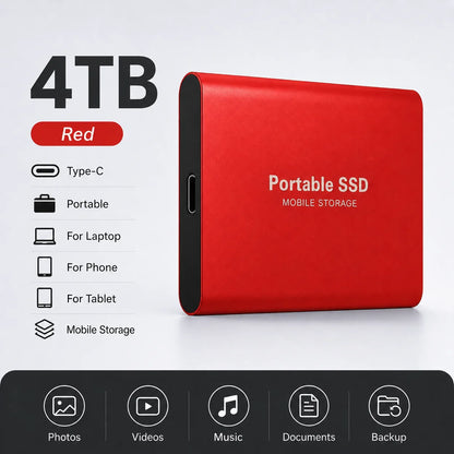 Space Efficient External Hard Drive 2TB Portable Mobile Hard Disk for Family Daily Photo Saveing PC Laptop