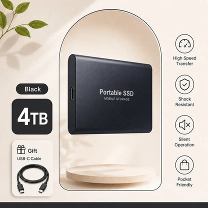 1TB 2TB Shockproof Portable External Hard Drive USB3.2 Type-C SSD Plug Play Hard Disk  For Laptop Mac