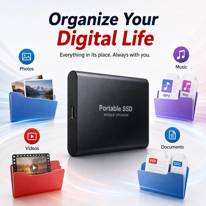 1TB 2TB Shockproof Portable External Hard Drive USB3.2 Type-C SSD Plug Play Hard Disk  For Laptop Mac