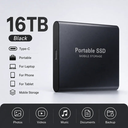 Space Efficient External Hard Drive 2TB Portable Mobile Hard Disk for Family Daily Photo Saveing PC Laptop