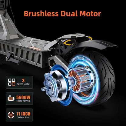 M6Max Dual Motor 5600W Electric Scooter - Fast & Foldable 11 Inch
