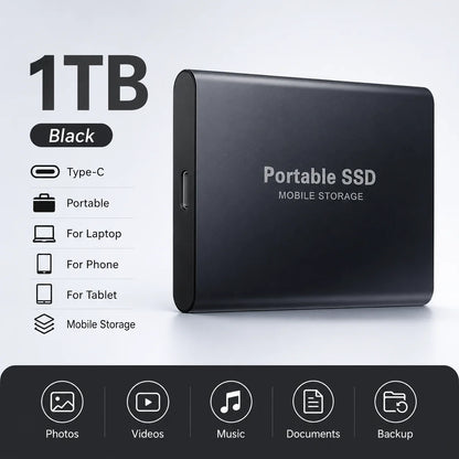 Space Efficient External Hard Drive 2TB Portable Mobile Hard Disk for Family Daily Photo Saveing PC Laptop