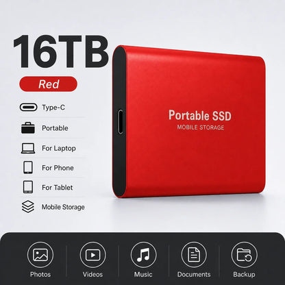 Space Efficient External Hard Drive 2TB Portable Mobile Hard Disk for Family Daily Photo Saveing PC Laptop