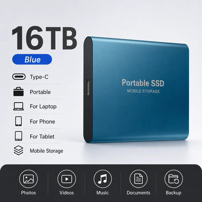Space Efficient External Hard Drive 2TB Portable Mobile Hard Disk for Family Daily Photo Saveing PC Laptop