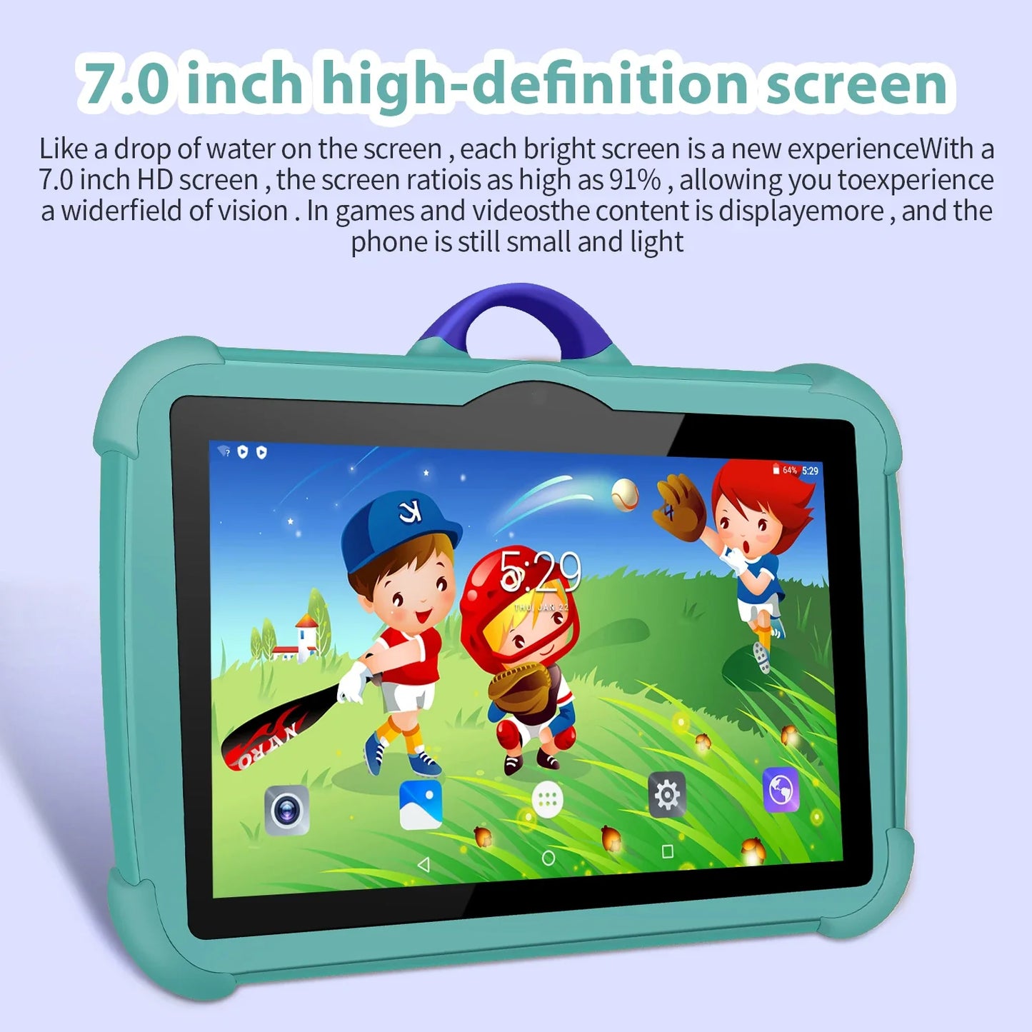 7 Inch Kids Tablet PC with Android 13 Quad Core 4GB RAM 64GB ROM