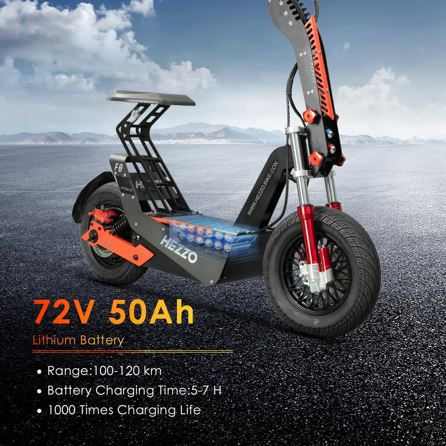 HEZZO-F8 Electric Scooter - 8000W Power, Max Speed 100 Km/h