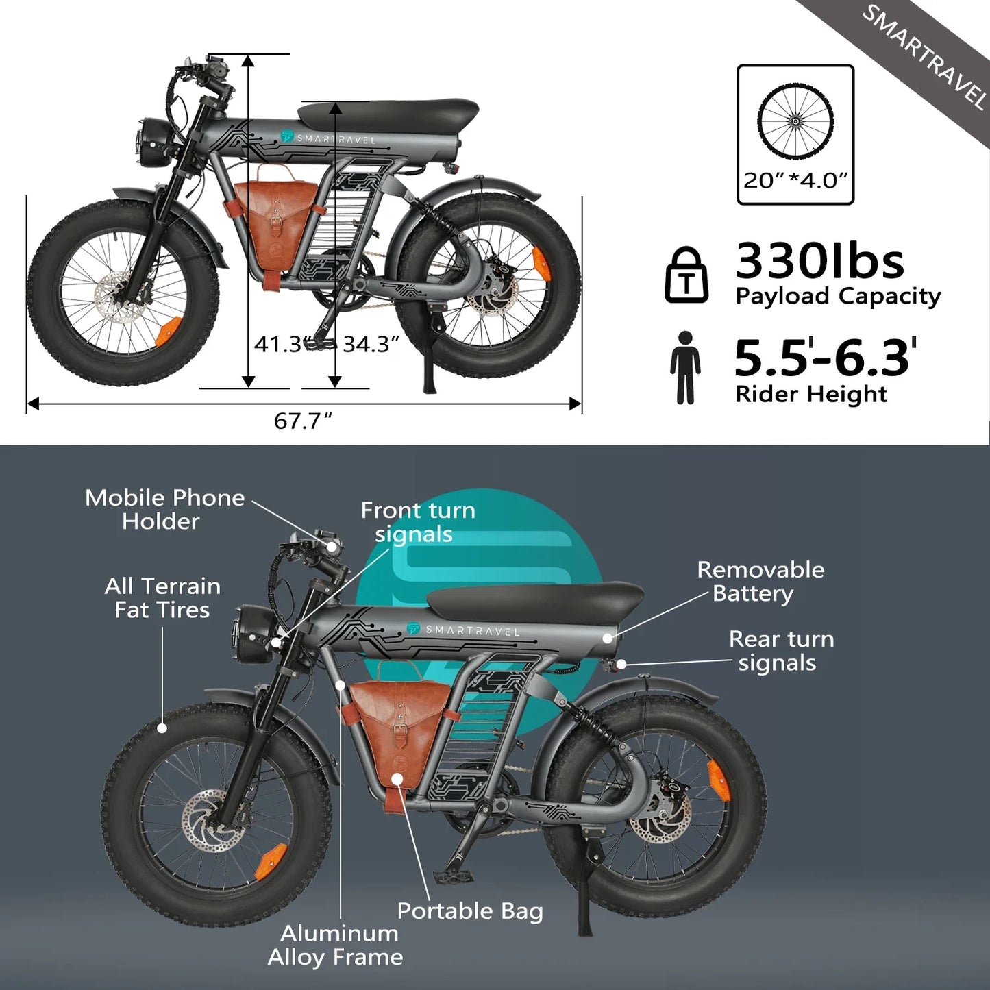 HEZZO 1200W Electric Bike - 48V Lithium Battery, Over 50km/h Speed