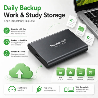 Space Efficient External Hard Drive 2TB Portable Mobile Hard Disk for Family Daily Photo Saveing PC Laptop