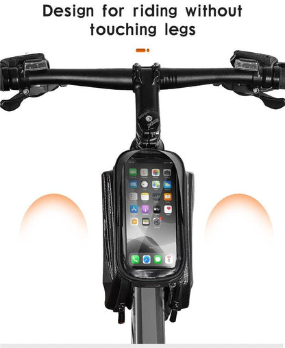 Bicycle Bag Phone Bag Waterproof Front Frame Cycling Bag Sensitive Touch Screen Road Bike Bag Bicycle Phone Bag Bike Phone Holder EVA Waterproof Handlebar Bag With Sensitive Bike Phone Front Frame Bag Bicycle Bag Phone Mount Top Tube Bag Bike 6.0-7.4 Inch