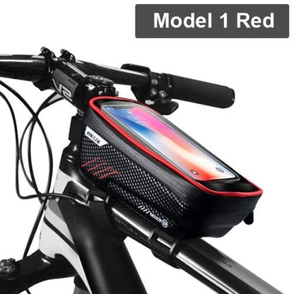 Black Bike Bag Frame Front Top Tube Cycling Bag Waterproof Phone Case Touchscreen Bag  Pack Bicycle Accessories Bike Bicycle Bag Waterproof Bike Phone Mount Bag Front Frame Top Tube Handlebar Bag Touch Screen Holder Case For Cell Phones 6.6in