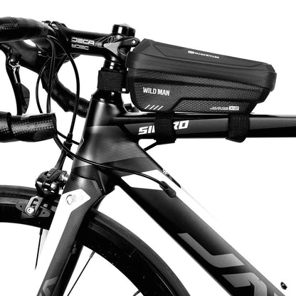 Black Bike Bag Frame Front Top Tube Cycling Bag Waterproof Phone Case Touchscreen Bag  Pack Bicycle Accessories Bike Bicycle Bag Waterproof Bike Phone Mount Bag Front Frame Top Tube Handlebar Bag Touch Screen Holder Case For Cell Phones 6.6in
