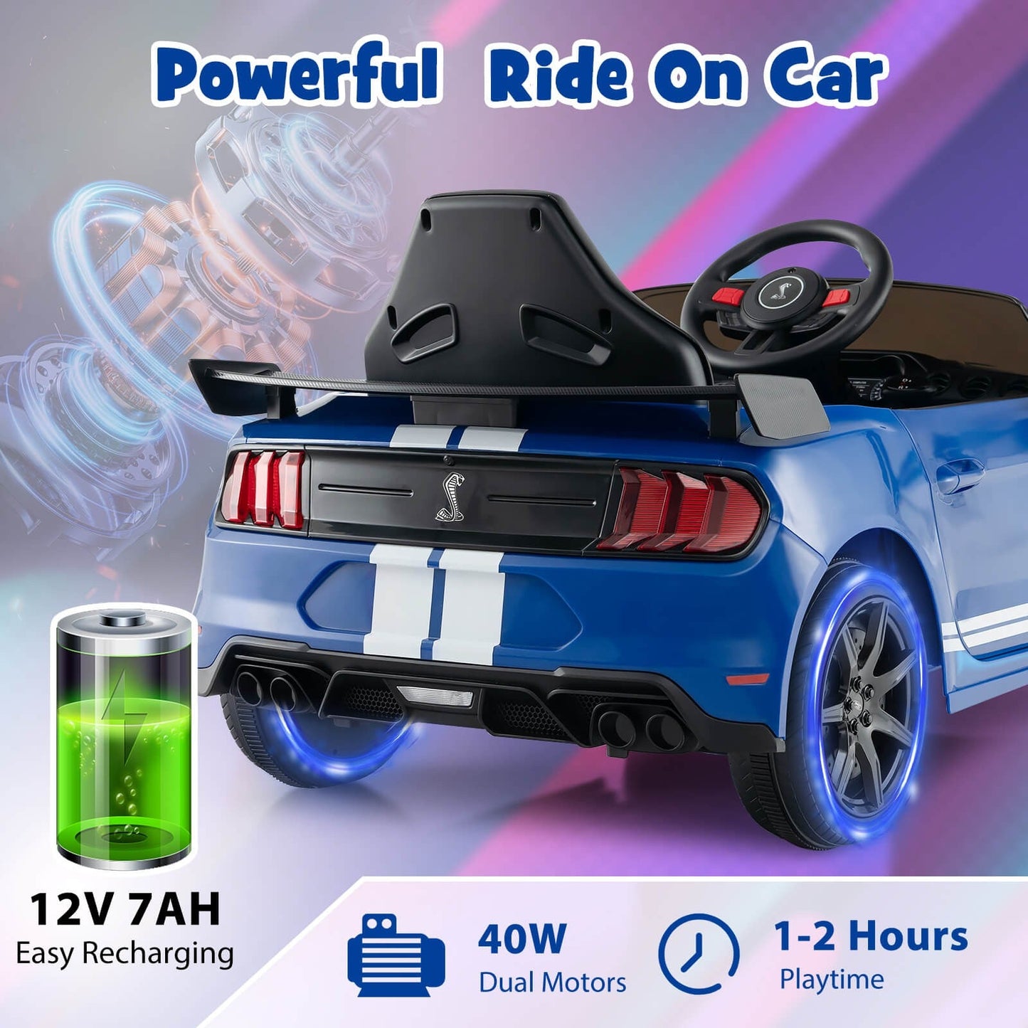 12V Powered Ride-On Ford Mustang Shelby Toy Car for Kids