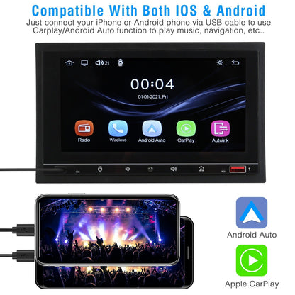 7In Universal Wireless Car MP5 Player 1080P Video Player Stereo Audio FM Radio Aux/USB Input with Rear View Camera Remote Control