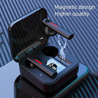 LED Display Bluetooth 5.0  Wireless Headphone Magnetic 9D Stereo Sound Earbud Sports Easy Pairing Earphone With Microphone Bluetooth In Ear Built-in Mic Headset For Sport Black Headphones Wireless Light Weight Design
