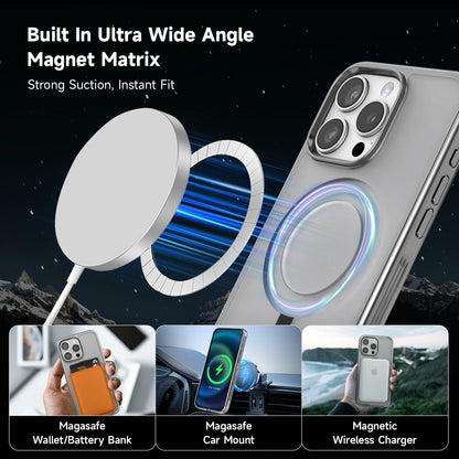 Vongong iPhone 16 Pro Max Gray Magnetic Case Drop-Proof with 360° Ring Stand