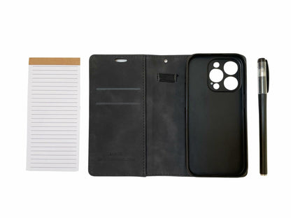 MOJO-HOME Notepad Wallet Phone Case w Pen for iPhone 13 Pro Black