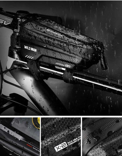 Bike Bag Frame Front Top Tube Waterproof Hard Shell Cycling Bag Touch Screen Phone Case Bicycle Accessories Bike Phone Mount Bag Cycling Waterproof Front Frame Top Tube Handlebar Bag With Touch Screen Holder Case