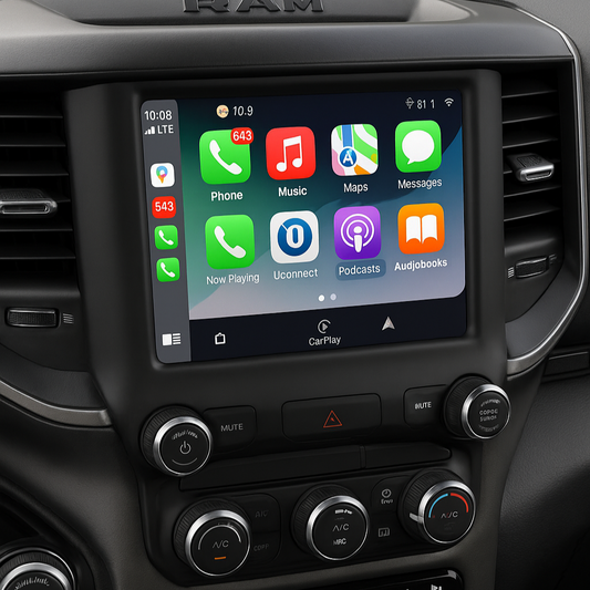 2019–2024 RAM 1500/2500/3500 UBD Uconnect 5 8.4″ Touchscreen Upgrade Kit (Wireless CarPlay / Android Auto)