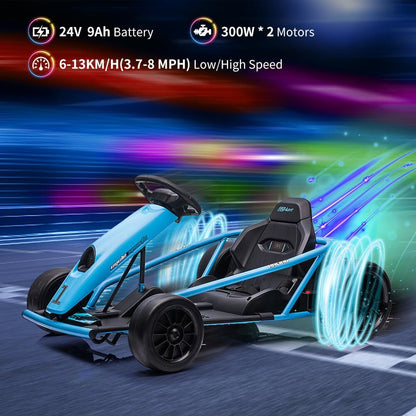 24V Electric Ride-On Go-Kart for Kids High-Speed Drifting Car Toy