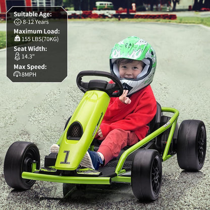 24V Electric Ride-On Go-Kart for Kids High-Speed Drifting Car Toy