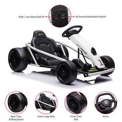 24V Electric Ride-On Go-Kart for Kids High-Speed Drifting Car Toy