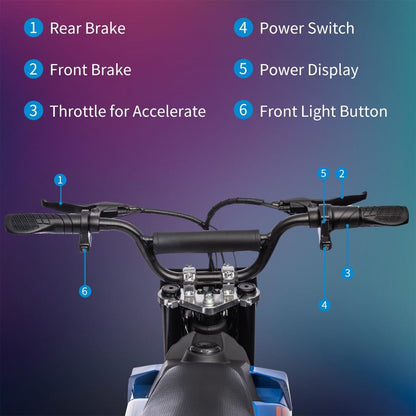 36V Battery-Powered Off-Road Electric Ride-On Motorcycle for Kids