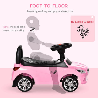 Red Baby Ride-On Sliding Car with Horn, Music, Lights, and Storage – No Power Needed