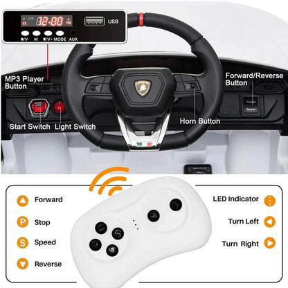 12V Kids' Electric Ride-On Vehicle with Parent Remote Control, Horn, and Radio