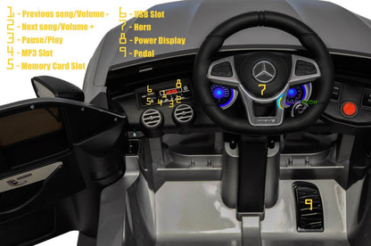 12V One-Seater Ride-On Car with Remote Control and MP3 – Licensed Mercedes-Benz, Multiple Colors