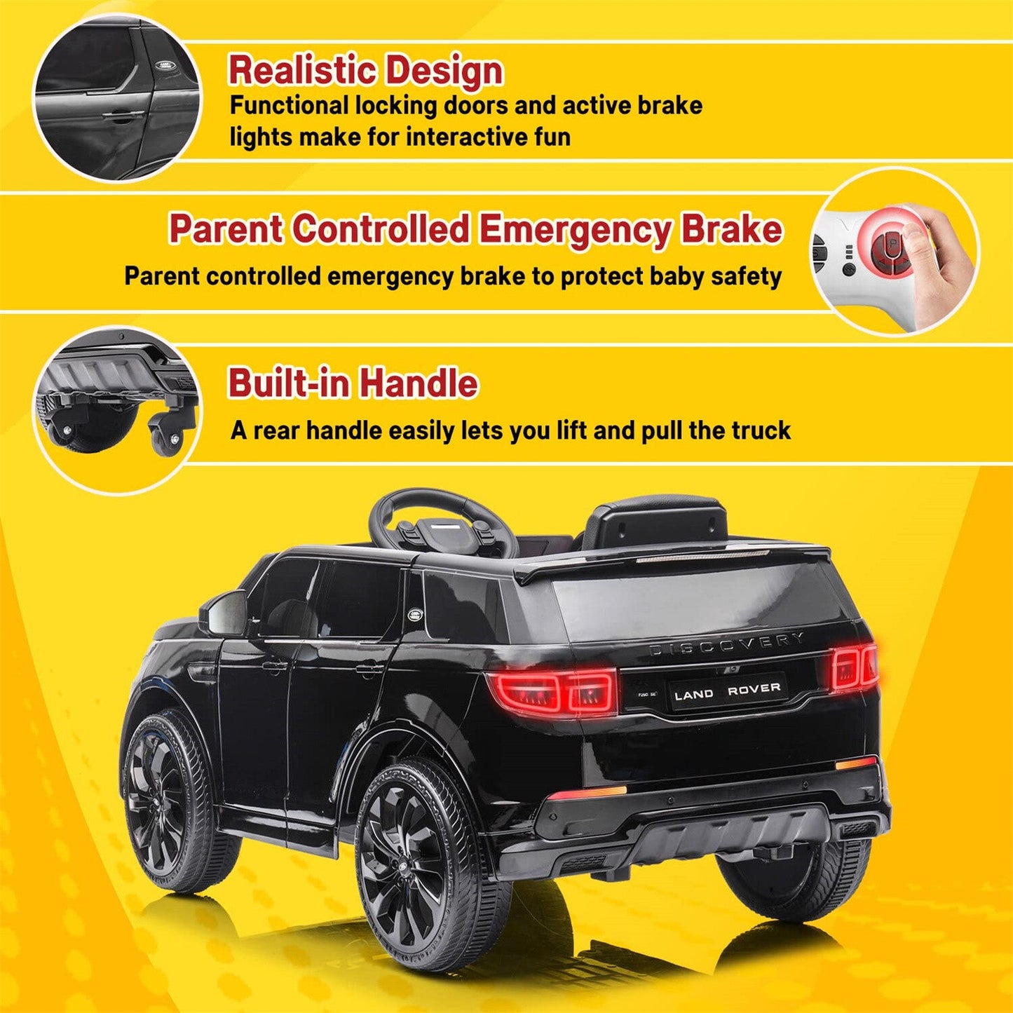 12V Licensed Land Rover Ride-On Toy for Kids with Remote Control and MP3 Player