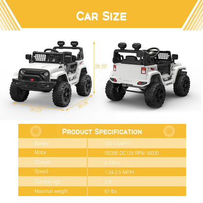 12V Battery-Powered Electric Ride-On Truck with Remote Control and LED Lights