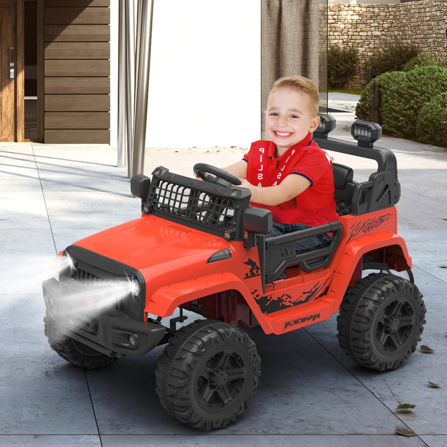 12V Battery-Powered Electric Ride-On Truck with Remote Control and LED Lights