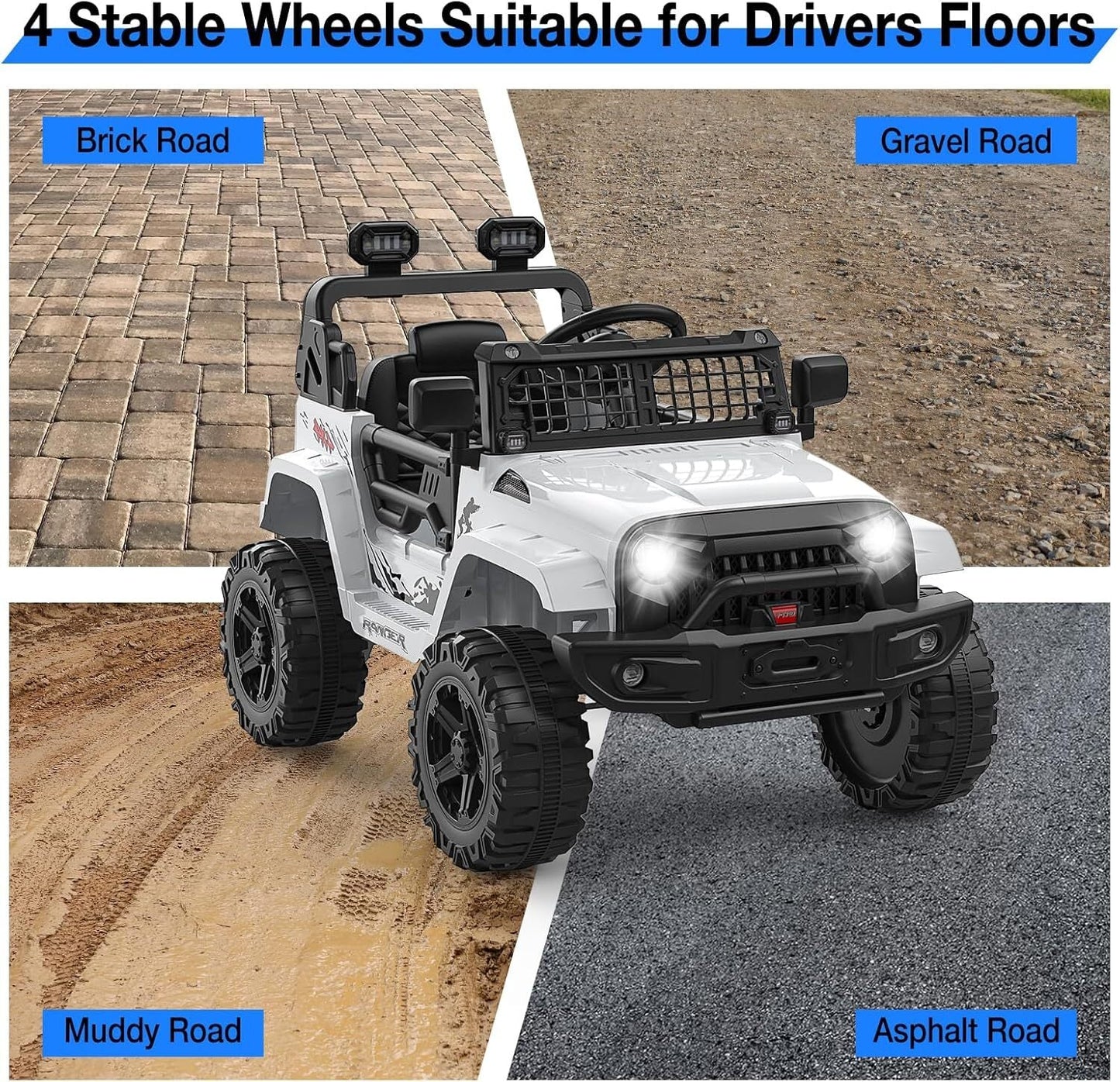 Electric Ride-On Truck with Bluetooth, 2 Speeds, and Remote Control