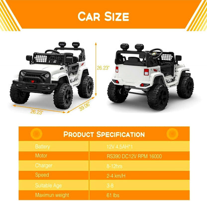 Electric Ride-On Truck with Bluetooth, 2 Speeds, and Remote Control