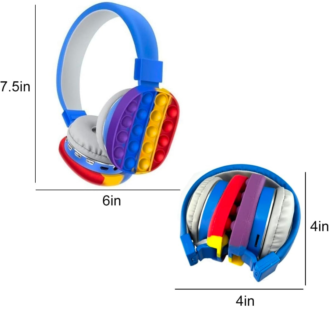 Wireless Bluetooth Headphones Silicone Fidget Bubble Pop Built-in Mic On-Ear Stereo Headset for Smartphone Tablet Computer